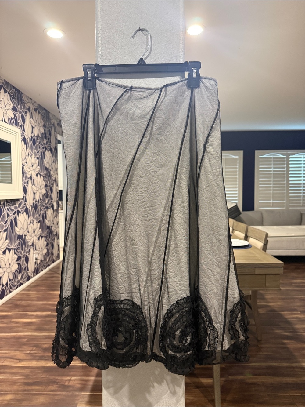 Sunny Leigh Black Lace Trim Chemise Skirt